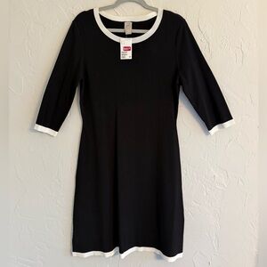 H&M Black Knit Dress with White Contrast Neckline